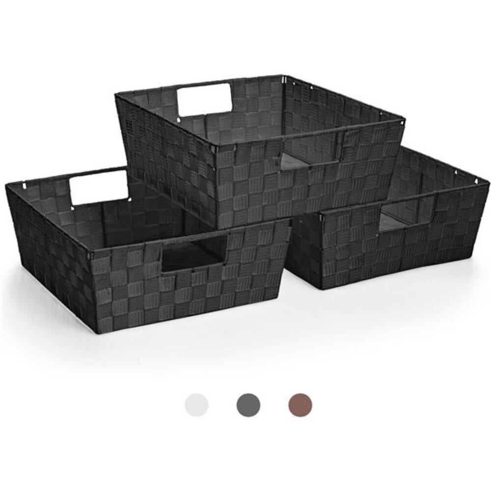 Set of 3Large Storage Baskets for Organizing,Mesh Hand-Woven Basket,Linen Closet